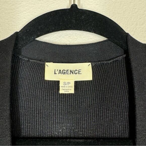 L'Agence Millie Knit Cardigan Sweater Black Long Line V-Neck Chevron Size Small - Picture 2 of 8